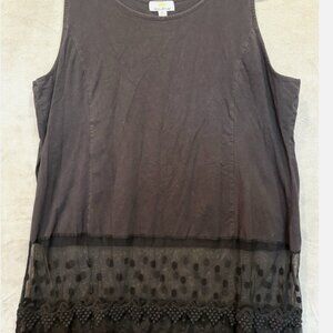Kathleen Kirkwood Women’s Gray Comfort Tank Top Lace Trim 3X Plus Size
